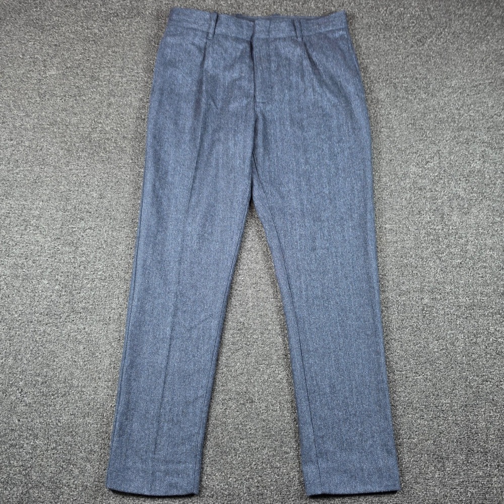 Wallace & Barnes Herringbone Trousers Blue Mens 30x28 Wool Blend Straight Pants